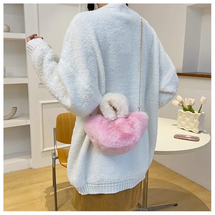 チェーン バッグ ふわふわフェイクファーチェーンバッグミニショルダー可愛い