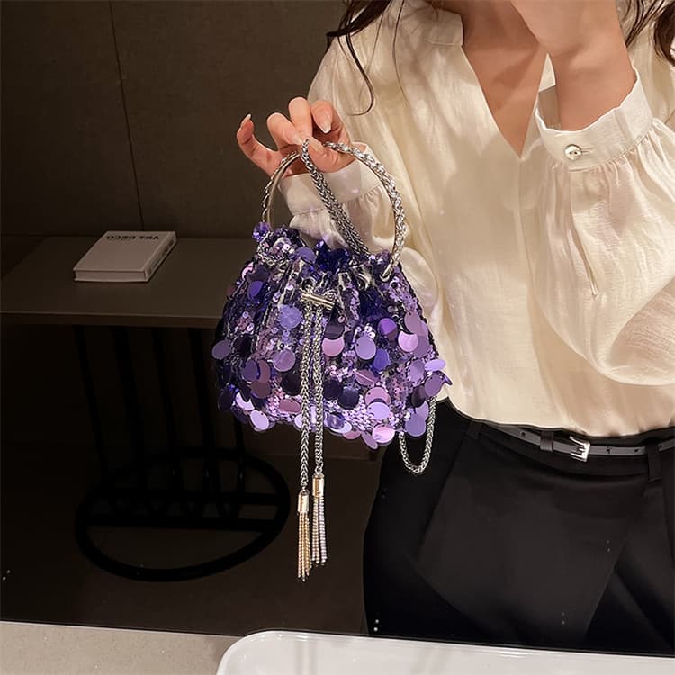 チェーン バッグ スパンコール巾着型チェーンバッグ 結婚式宴会用