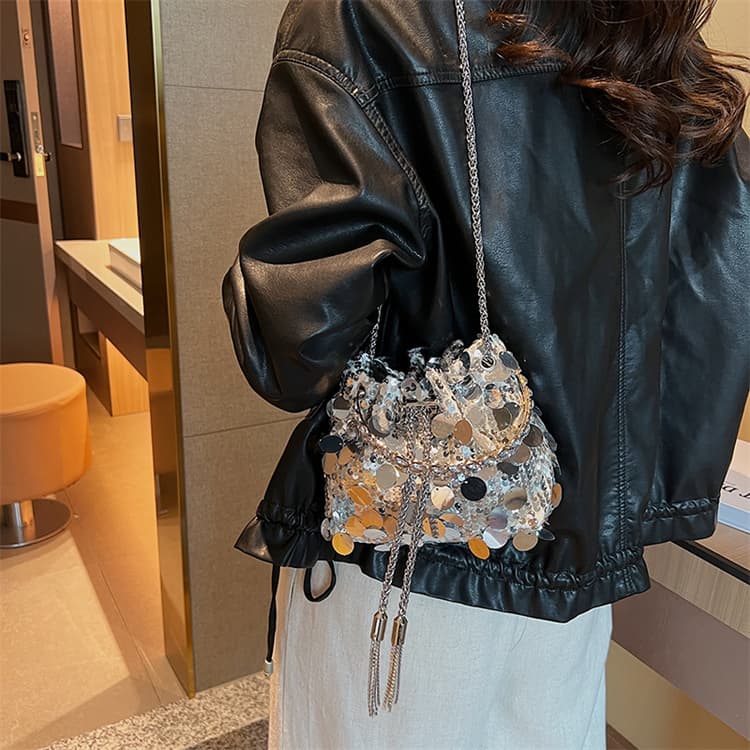 チェーン バッグ スパンコール巾着型チェーンバッグ 結婚式宴会用
