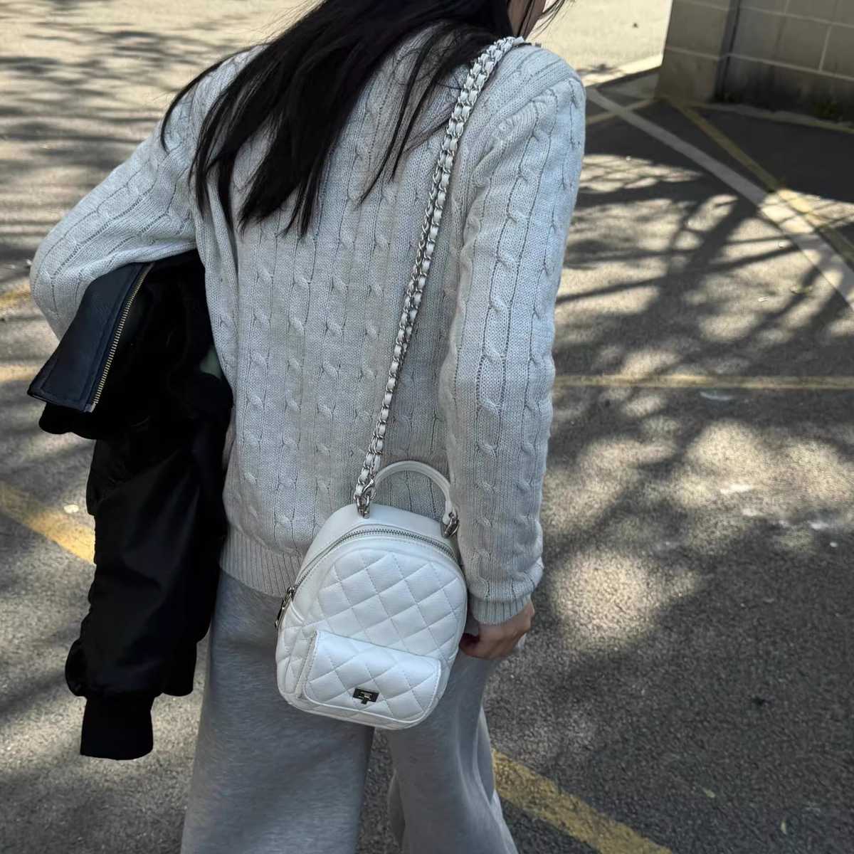 チェーンバッグ ポシェット 菱格ミニリュック風ポシェット