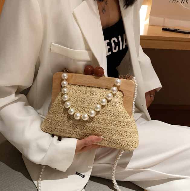 チェーン バッグ パール チェーン がま口バッグ 浴衣対応 3way ショルダー