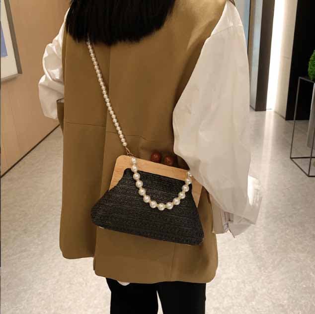 チェーン バッグ パール チェーン がま口バッグ 浴衣対応 3way ショルダー